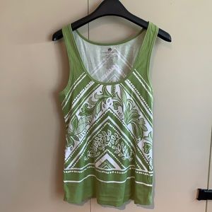 Banana Republic Green/white print cotton tank top